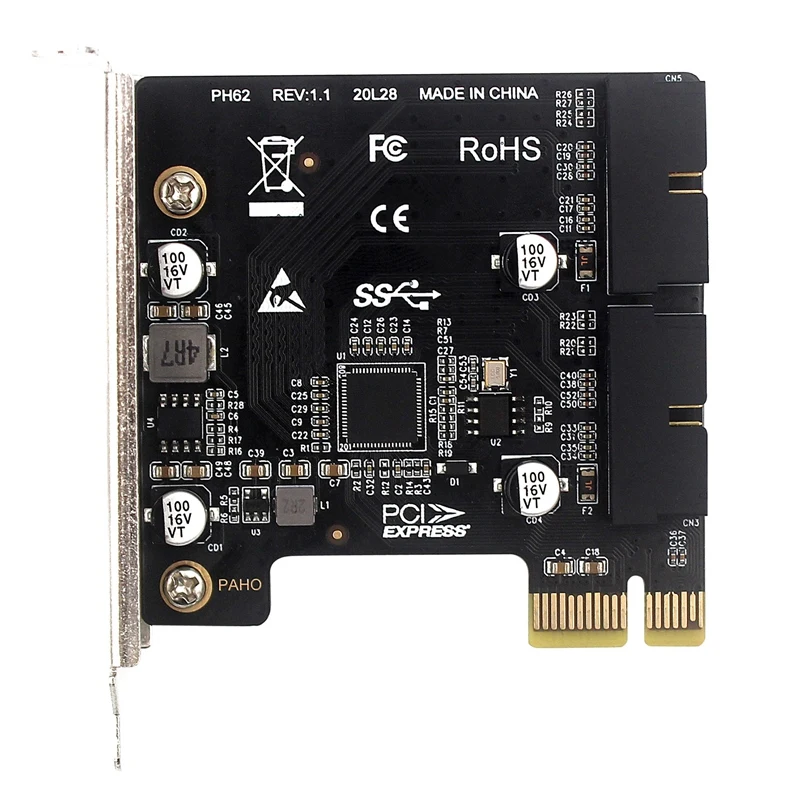 

PCIE Expansion Card PCI-E X1 to USB3.0 Dual 19/20PIN Interface Line Chassis Front Expansion Card