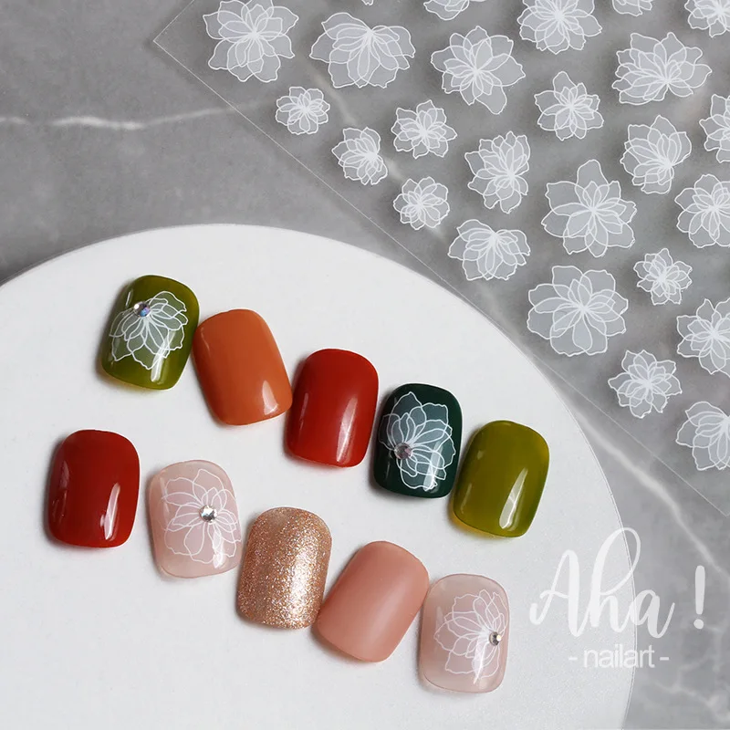 

Nail Art Sticker White Translucent ins Wind Star Moon White Cloud Flower Small Pattern Nail Art Decoration Sticker