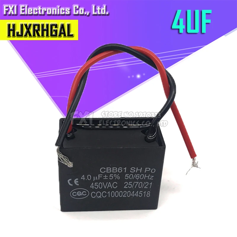 5pcs CBB61 4uf starting capacitance AC Fan Capacitor 450V CBB Motor Run | Электронные компоненты и принадлежности