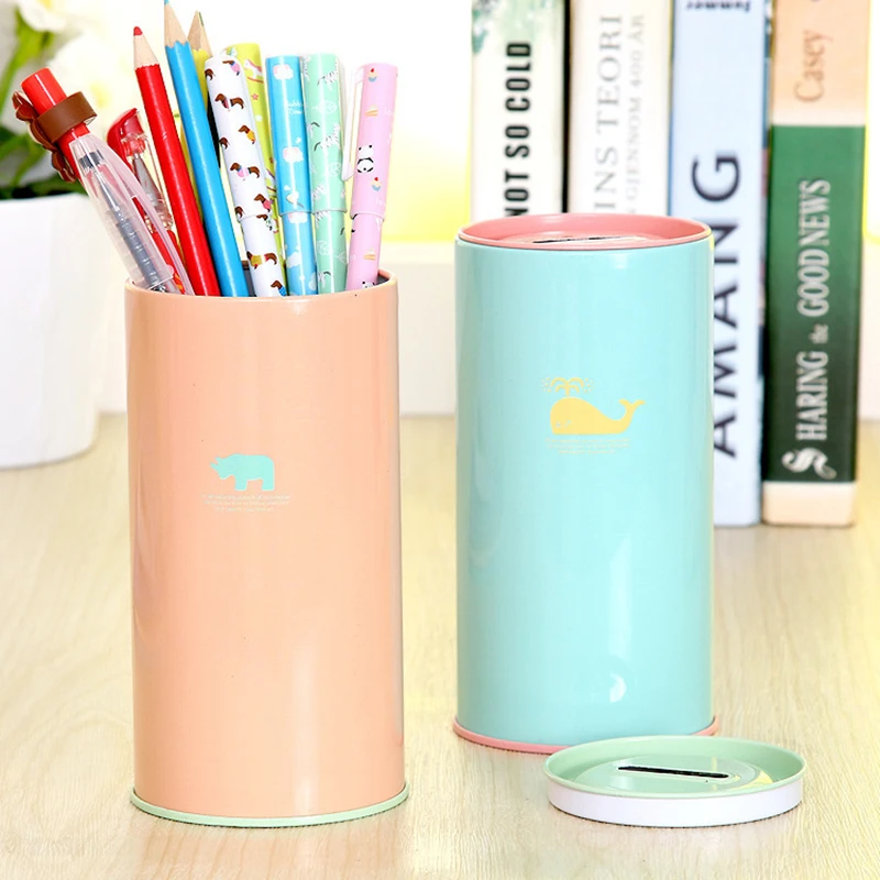 

Coin money saving cute shadow animal tinplate money saving jar creative couple money saving jar pen gift box