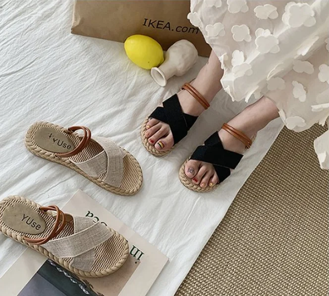 

Summer Women's Sandals Beach Soft Female Sandals Fashion Fish Mouth Sandals Plus Size Non-Slip Wedge Slippers Sandales Femmes