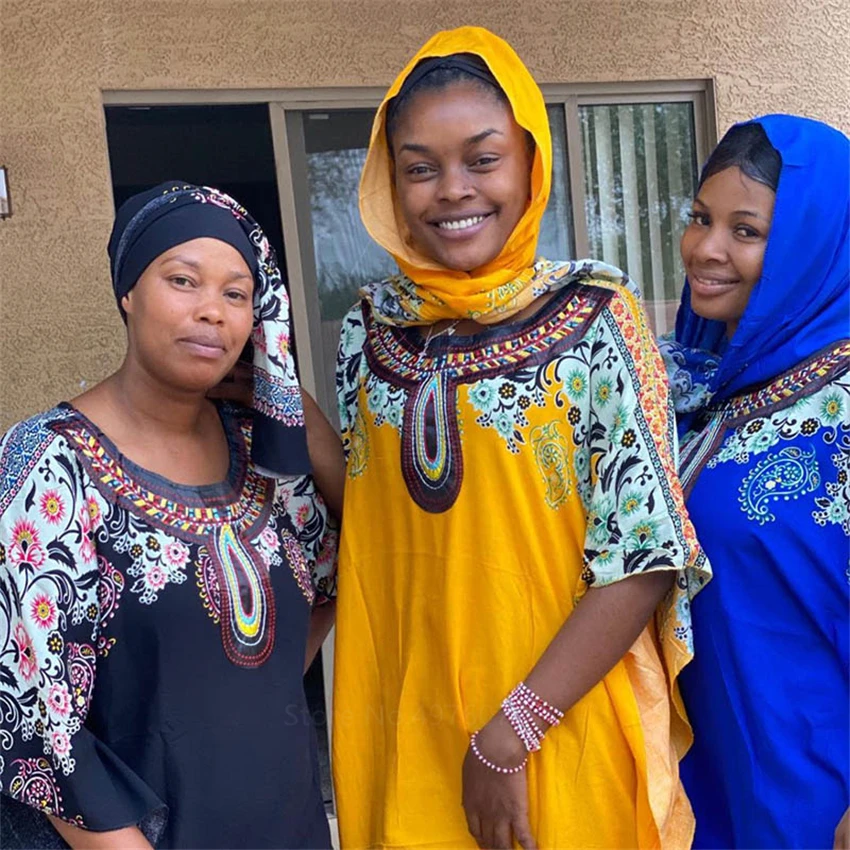 

African Dresses for Women 2020 Ladies Bazin Riche 2Pcs Scarf+Dress Set Plus Size Fashion Clothing Female Maxi African Clothes
