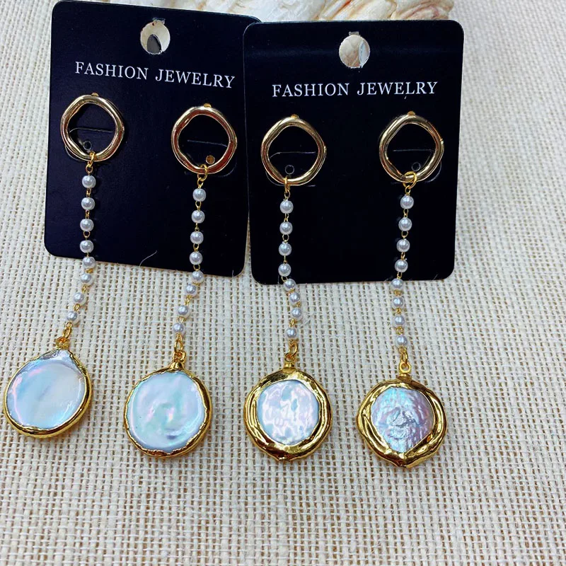 

ZLH Pearl Tassle Earring Round Shape Fashion Style Earring 24K Gold For Lady Party 3pairs Factory Wholesale Earring