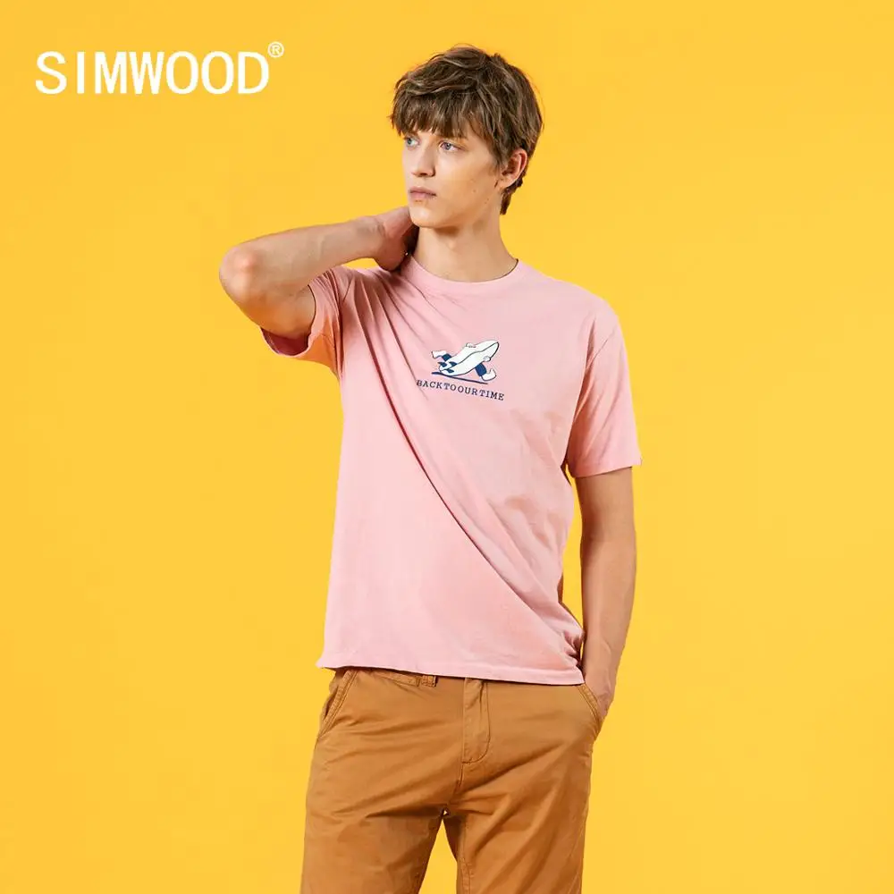 

SIMWOOD 2022 Summer new t-shirt men funny print tops plus size 100% cotton thin breathable tees high quality tshirt SJ170712