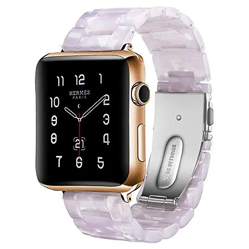 flash white Ремешок из смолы для Apple watch 44 мм 40 мм iwatch 42 мм 38 мм Пряжка из нержавеющей стали ремешок для часов Браслет Apple watch 5 4 3 21 - Цвет ремешка: flash white