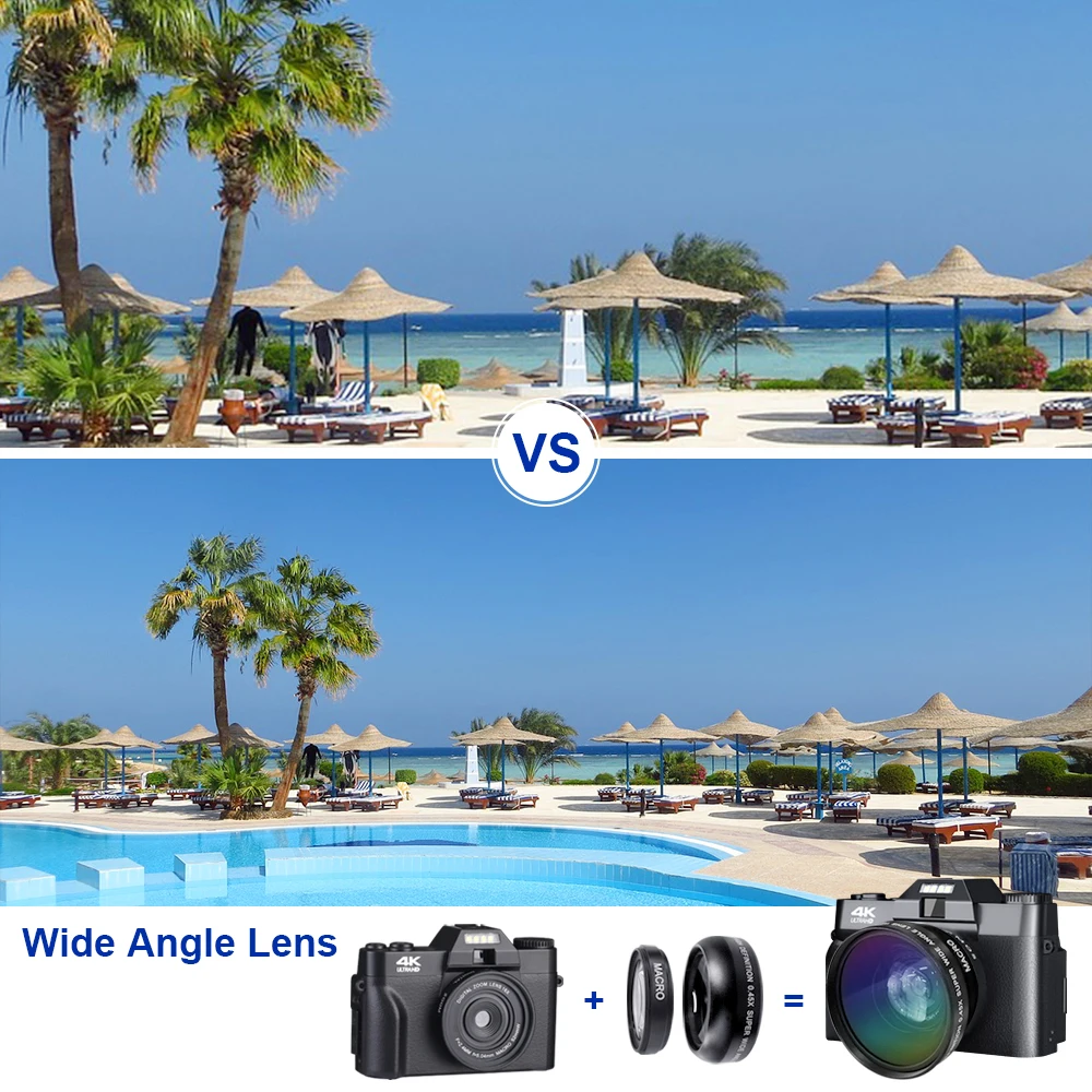 Цифровая видеокамера 4K HD видеорегистратор с откидным экраном 3 0 дюйма на 180 °