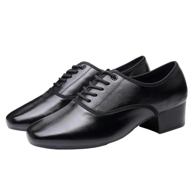 Geuine Leather Mens Dance Shoes Square Latin National Standard Social Modern Dancing Dance Shoes Soft Bottom High Heel Men Shoes
