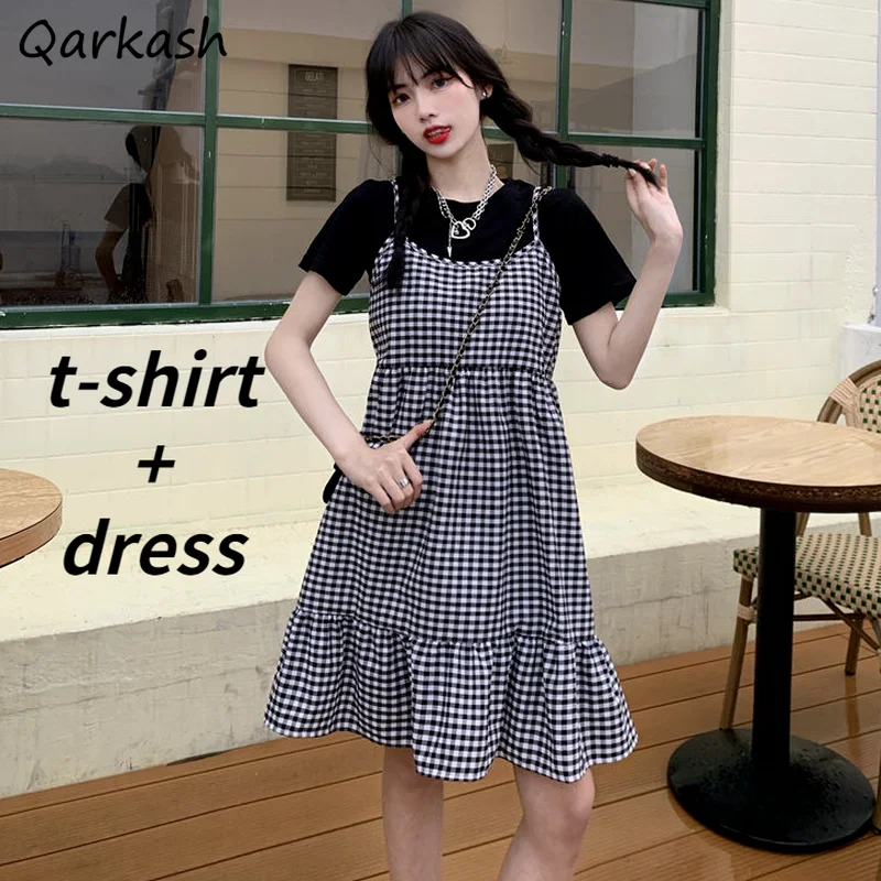 

Комплекты Женские кавайные летние из двух предметов Повседневная Корейская уличная одежда футболка простая свободная универсальная вечер...