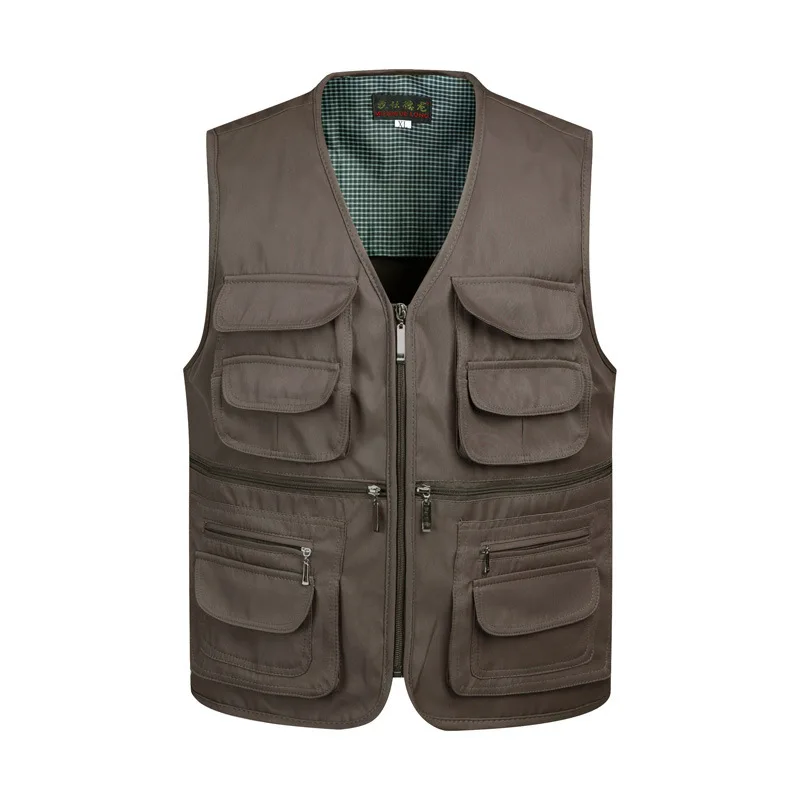 

2020 Autumn New Men's Multi-Pocket Vest V-neck Zipper Vest