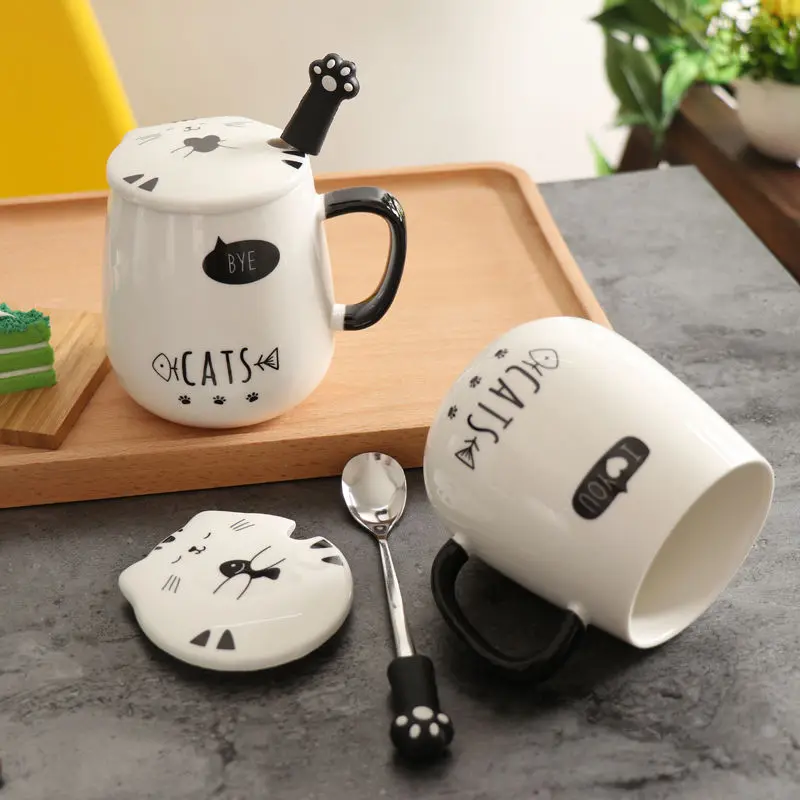 Простая керамическая чашка для дома завтрака индивидуальная кружка с крышкой