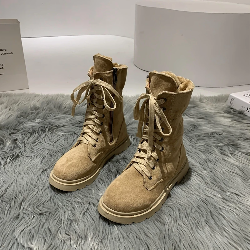 Женская обувь зимние сапоги 2020 модный круглый носок с плюшевой подкладкой на