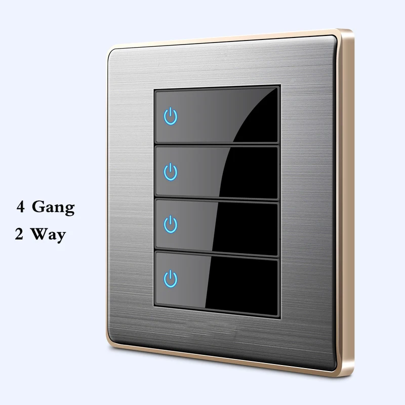 4 Gang 2 Way 86 Тип светодиодный случайный точечный usb-переключатель Зеркало акриловая Бытовая нержавеющая сталь матовая панель 4 банды 2 способ переключатель розетка немецкий - Цвет: 4 Gang 2 Way