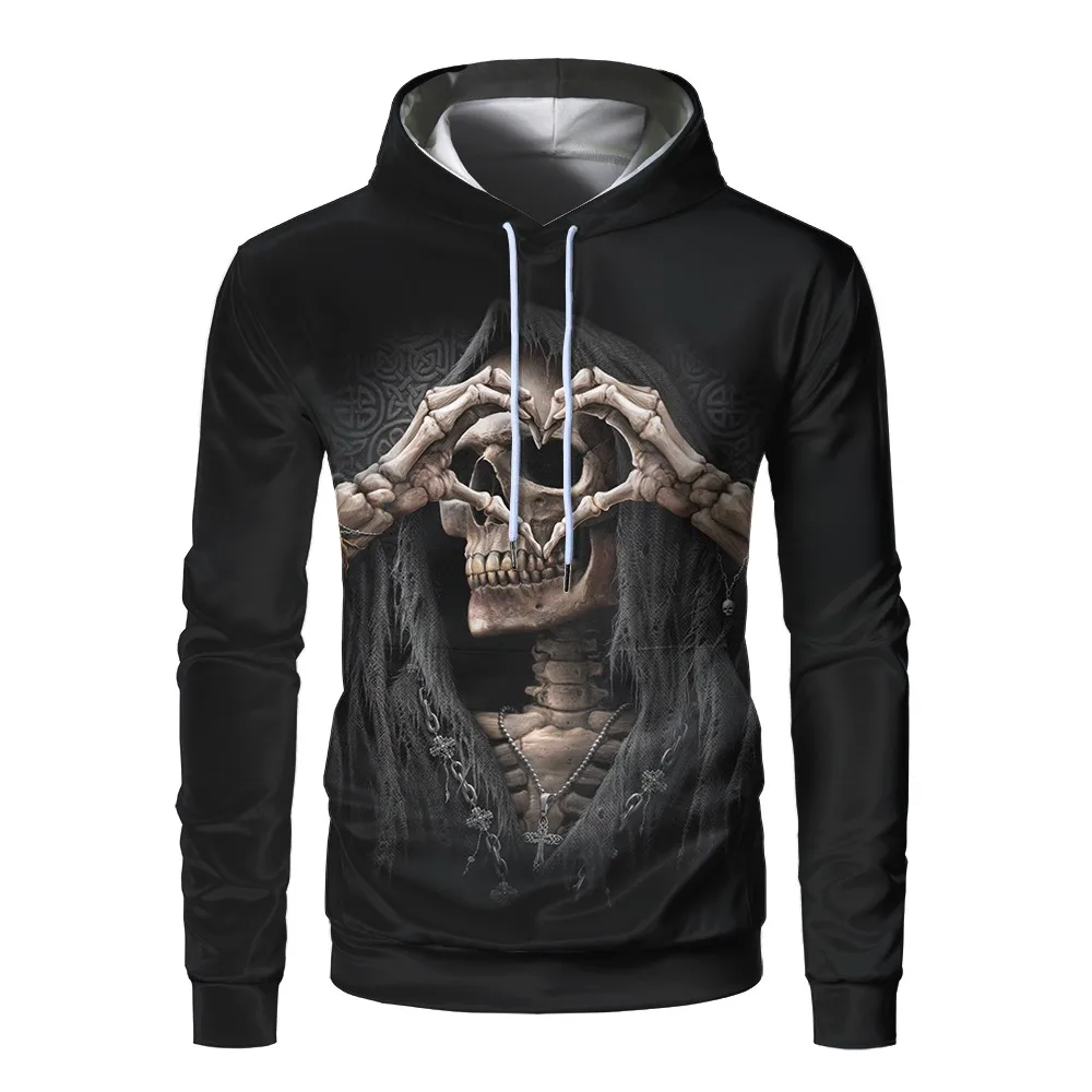 Новые модные с жутким черепом серии свитер капюшоном 3d печатных универсальное
