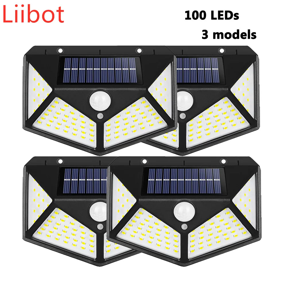 100 LED Solar Light Outdoor Solar Lamp 3 Modes PIR Motion Sensor...