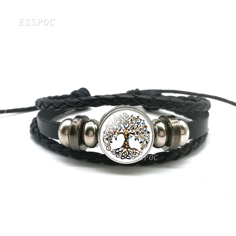 Украшения для творчества браслеты с деревом жизни модный черный кожаный браслет
