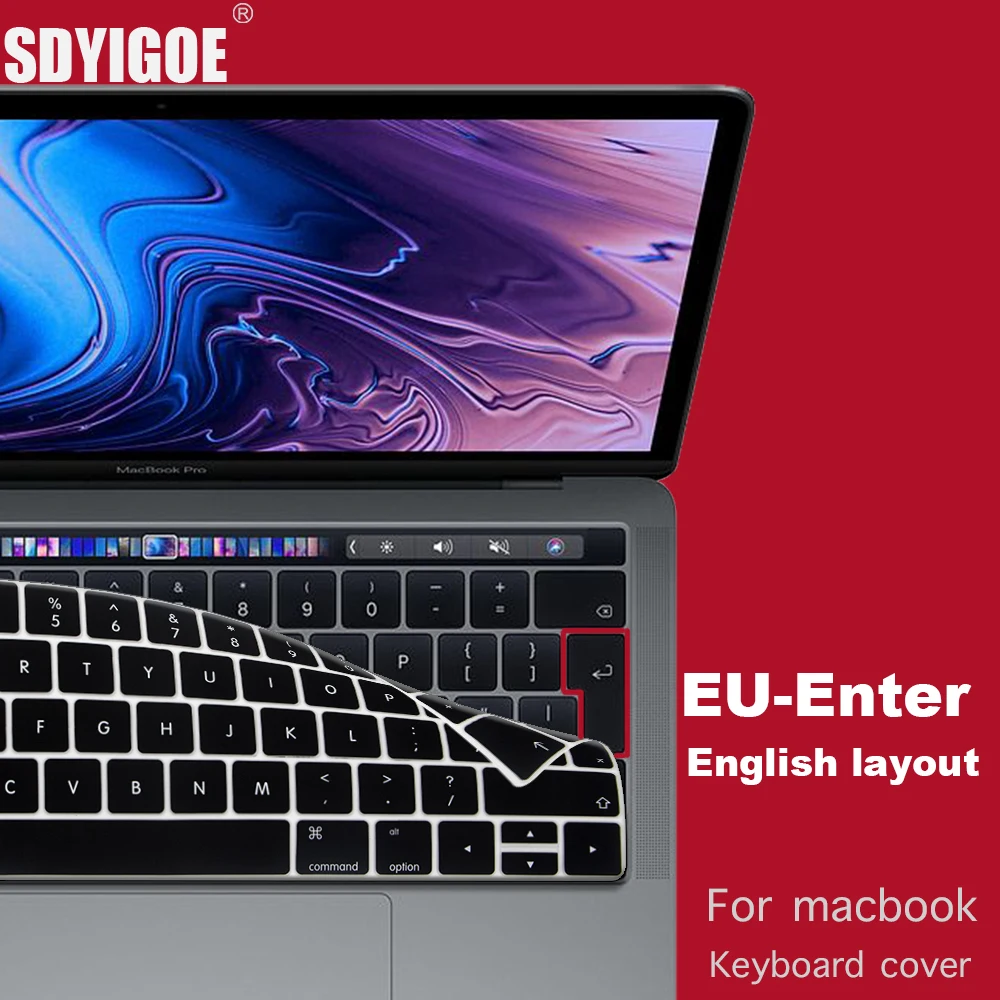 

Laptop keyboard cover EU&US Keyboard case Protector for Macbook Pro16 13air 12 15 touchbar Model A1706A1466A1708A1990A1398A1534