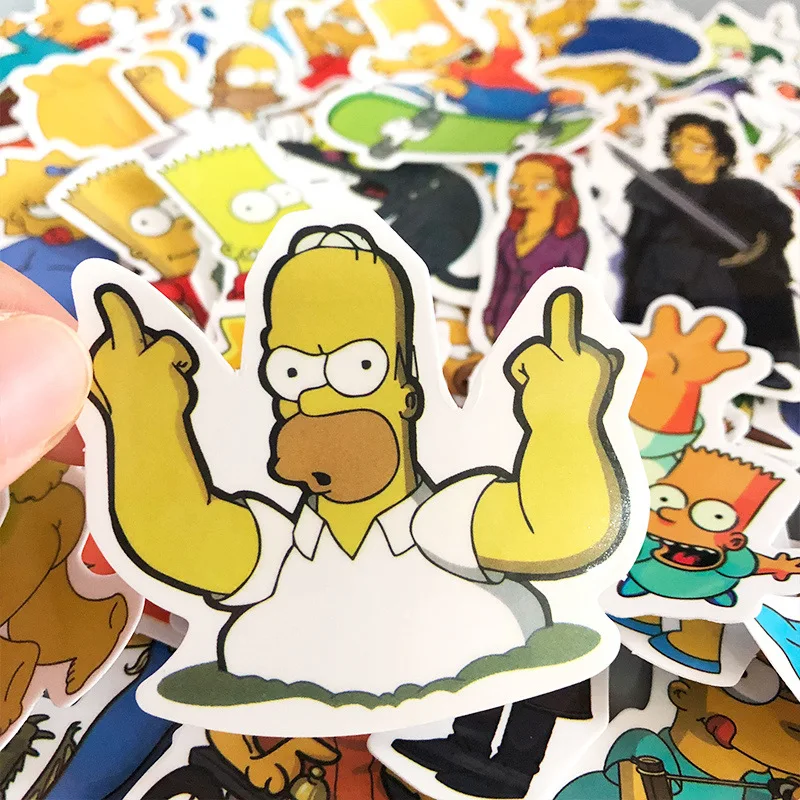 

50Pcs The Simpsons Stickers Cartoon Anime Sticker Backpack Guitar Fridge Pvc Waterproof Graffiti Decals Child Toy Birthday Gifts