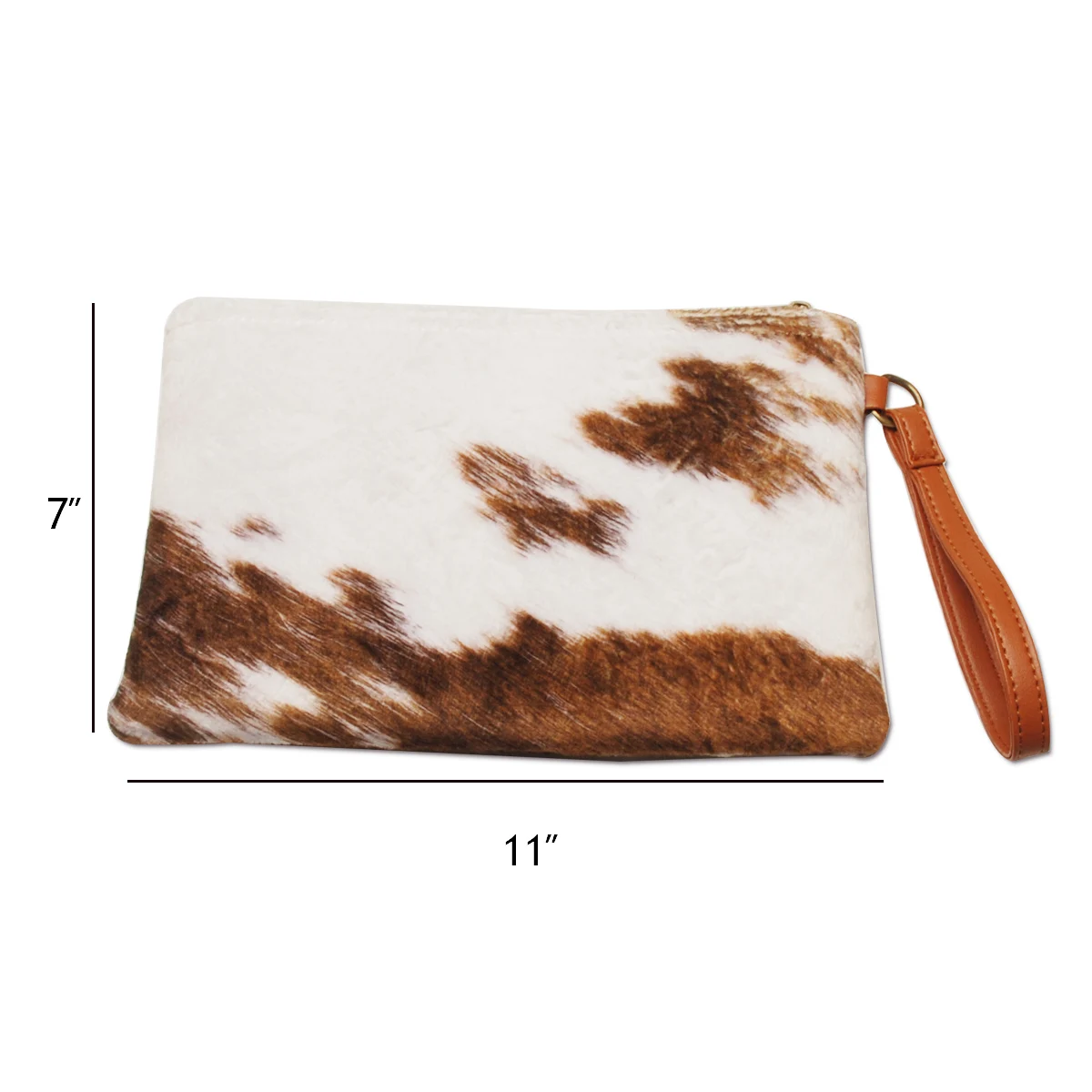 

RTS 3sets Women Large Brown and White Cow Print Weekend Shortfur Cow Tote Bag Set DOM1071839