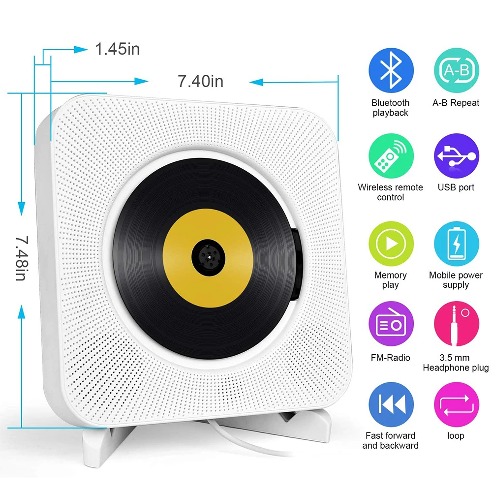 Портативный CD плеер с Bluetooth настенный музыкальный домашний аудио магнитофон