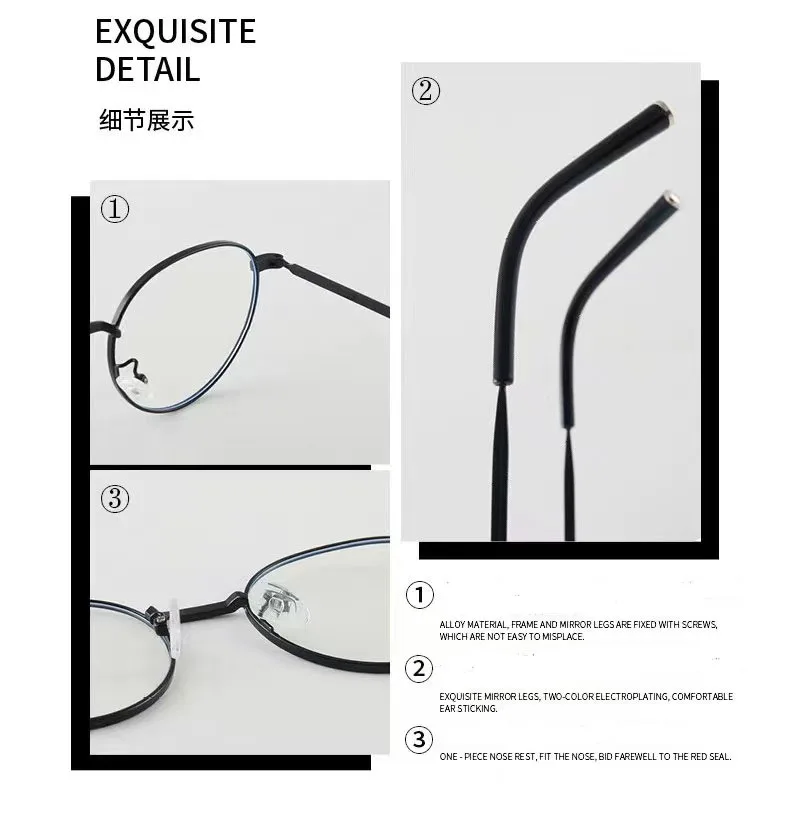 

TARLUTI Metal Round Reading Glasses Frame Women Men Customized Myopia Glasses Ultralight Retro Round Eyewear Frame