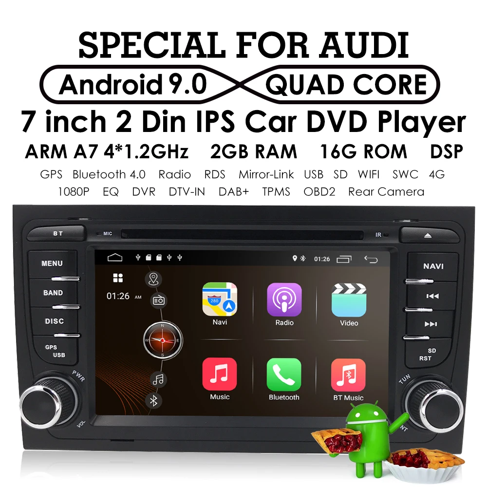 4G wifi Android 9,0 Автомобильный gps Navi для audi A4 2002-2008 S4 RS4 8E 8H B6 B7 с BT SWC DAB мультимедийный плеер радио