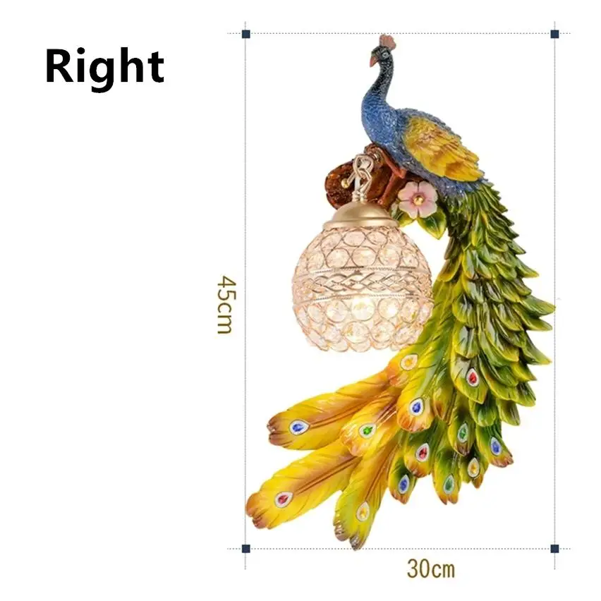 Европейский роскошный настенный светильник богемский цветной Павлин