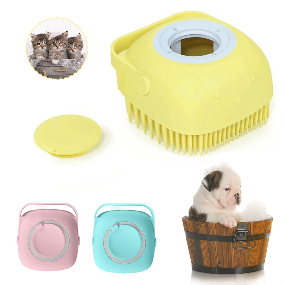 

Pet Dog Shampoo Massager Brush Cat Massage Comb Grooming Scrubber Shower Brush for Bathing Short Hair Soft Silicone Brushes