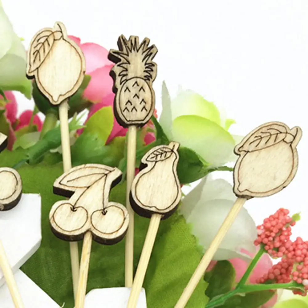 100X Bamboo Cocktail Picks Fruit Dessert Food cake Sticks ornament Drink Stirrer wedding Party festival Decoration |