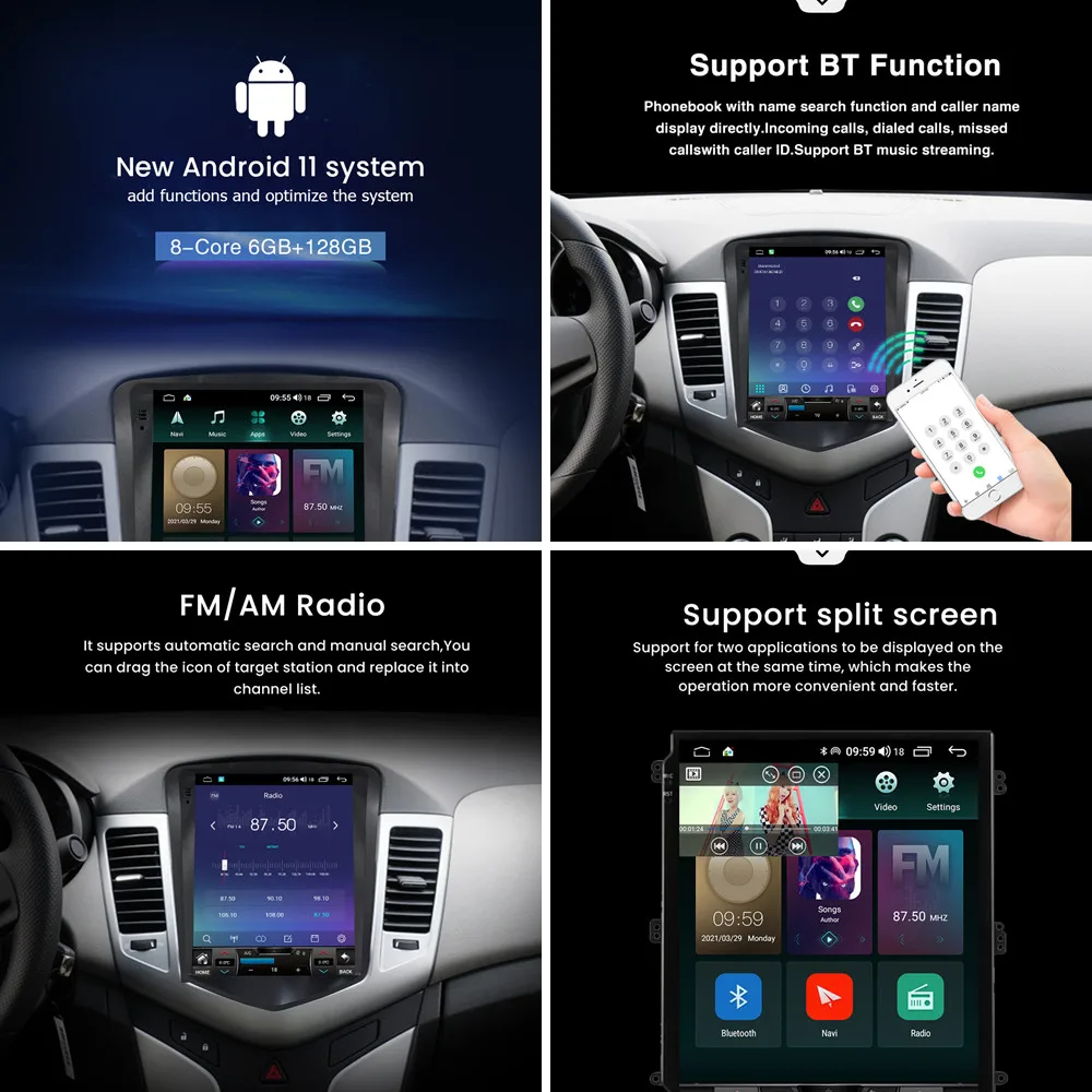 4G LTE Android 11 RDS автомобильный мультимедийный проигрыватель в стиле Тесла для Toyota Land