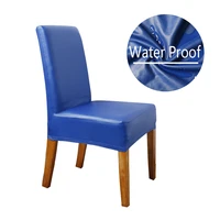 pu waterproof oilproof chair cover leather chair cover spandex stretch kitchen seat case hotel stretch seat case for home 1pcs