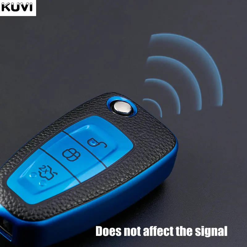 Кожаный ТПУ Автомобильный складной чехол для ключей Ford Focus C-Max S-Max Galaxy Mondeo Ranger Transit