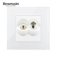 rewnssin power outlet use for computertvphonesatellite network ports white crystal glass 86 type weak current wall socket