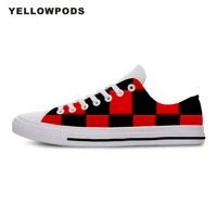 men casual shoes black red squares hot fashion for high quality harajuku 3d printing black red squares shoes man