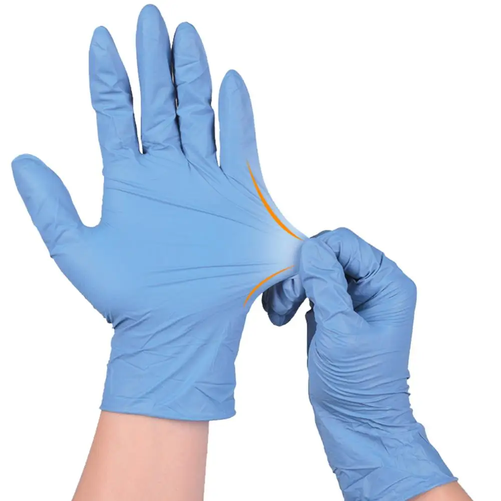 

100PCS Multi-purpose Disposable Nitrile Exam Gloves Powder Free Kitchen Food Safety Cleaning Corrosion Resistant M ISO9001