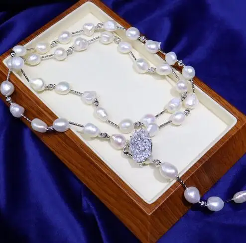

8-9mm Freshwater pearl necklace pendant leaves clasp accessories crystal zircon jewelry