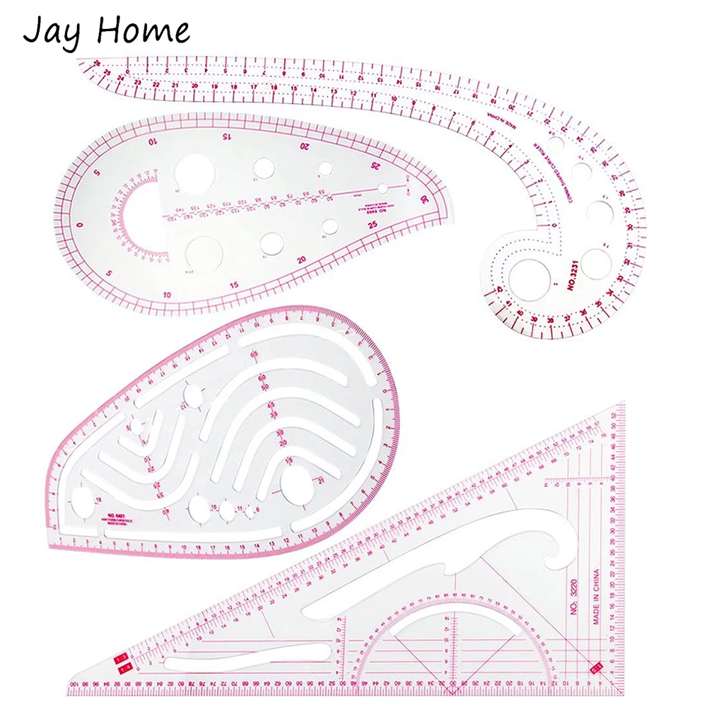 4 шт. мерная кривая линейка DIY шаблон для рисования одежды Метрическая набор