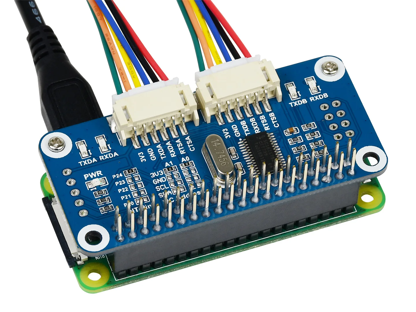 Серия расширения шляпа для Raspberry Pi I2C интерфейс обеспечивает 2 ch UART и 8