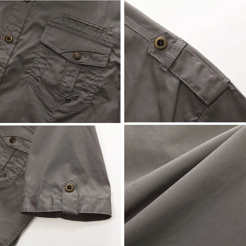 Мужские летние тактические рубашки с коротким рукавом дышащие хлопковые