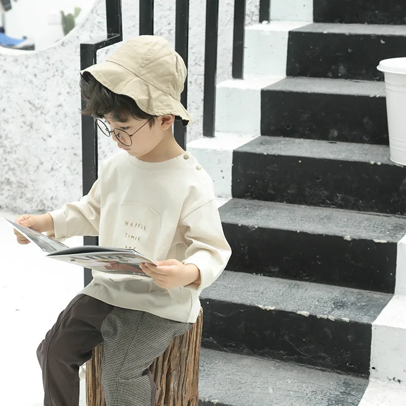 2019 Весенние футболки в Корейском стиле с длинными рукавами и аппликацией