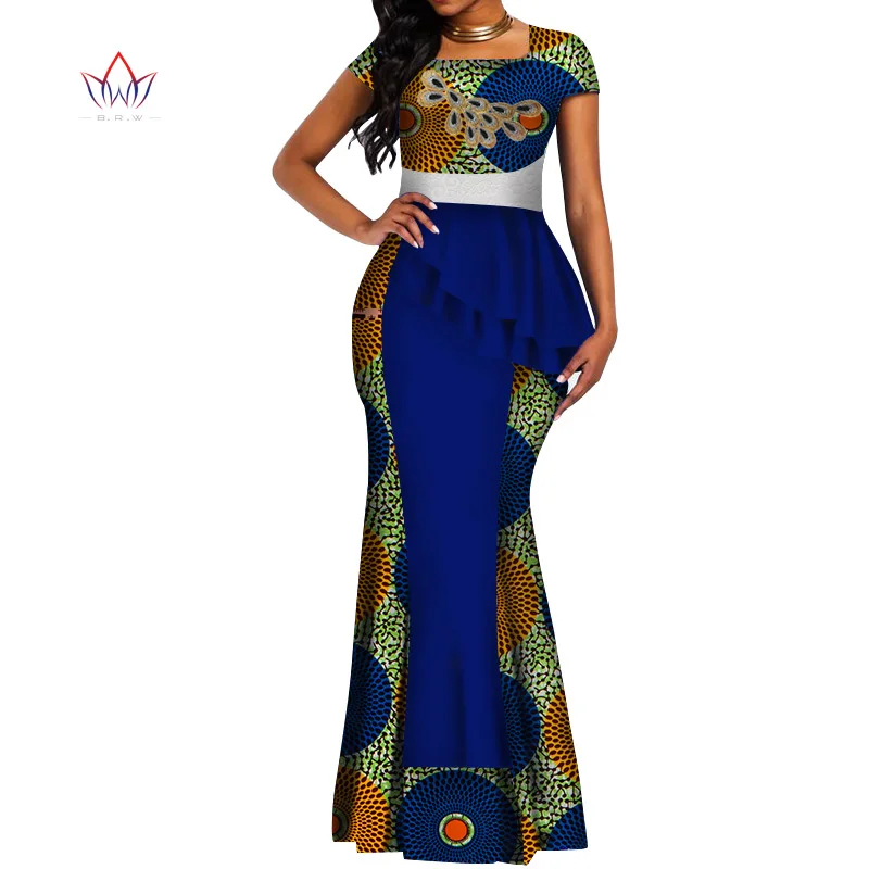 African Clothes For Women Applique Short Sleeve Wear 2021 Fall Pleated Christmas Long Dress Plus Size WY4778 | Тематическая одежда