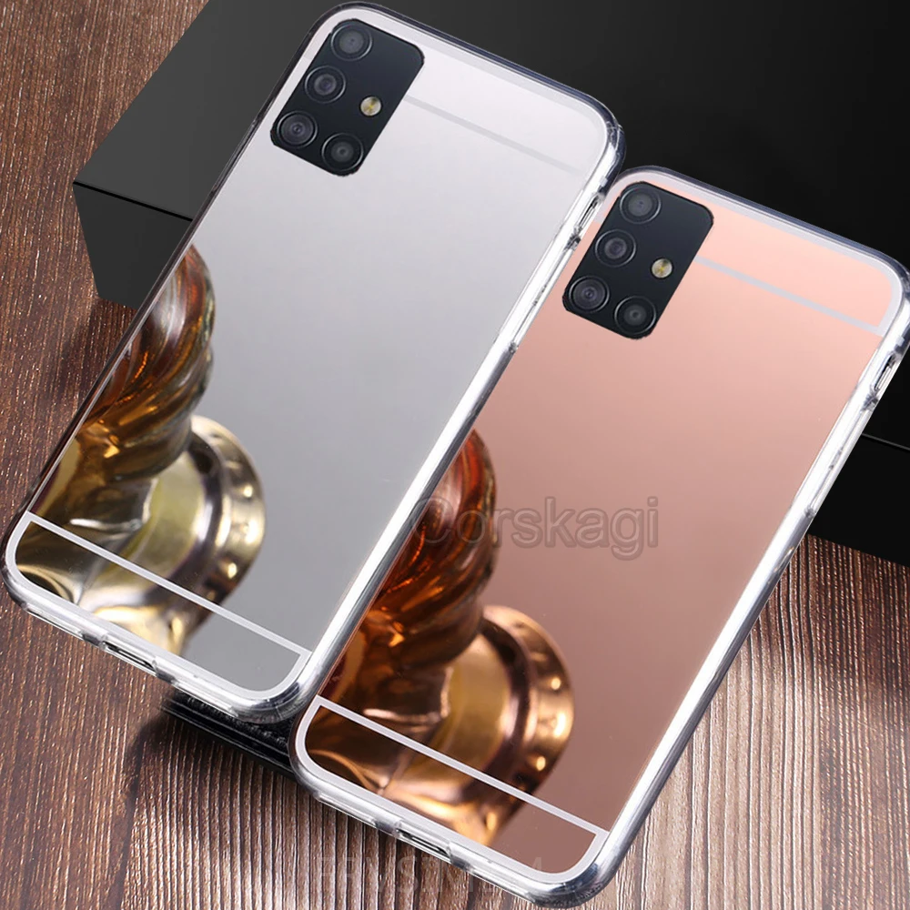 Зеркальный чехол с блестками для Samsung Galaxy A31 A41 A11 S10 s21 A51 A71 A21S S10e S20 Plus FE A12 M12 A32 A52 A72 5G