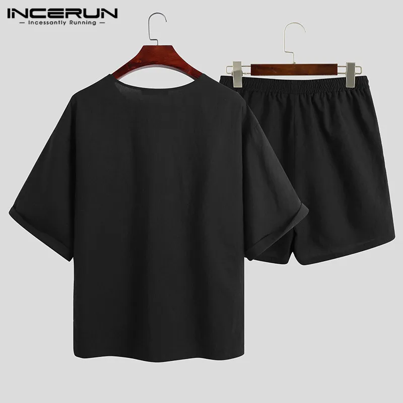 

Summer Vintage Men Casual Sets Printed 2021 Half Sleeve O Neck T Shirt & Shorts Chinese Style Mens Suits 2 Pieces INCERUN S-5XL