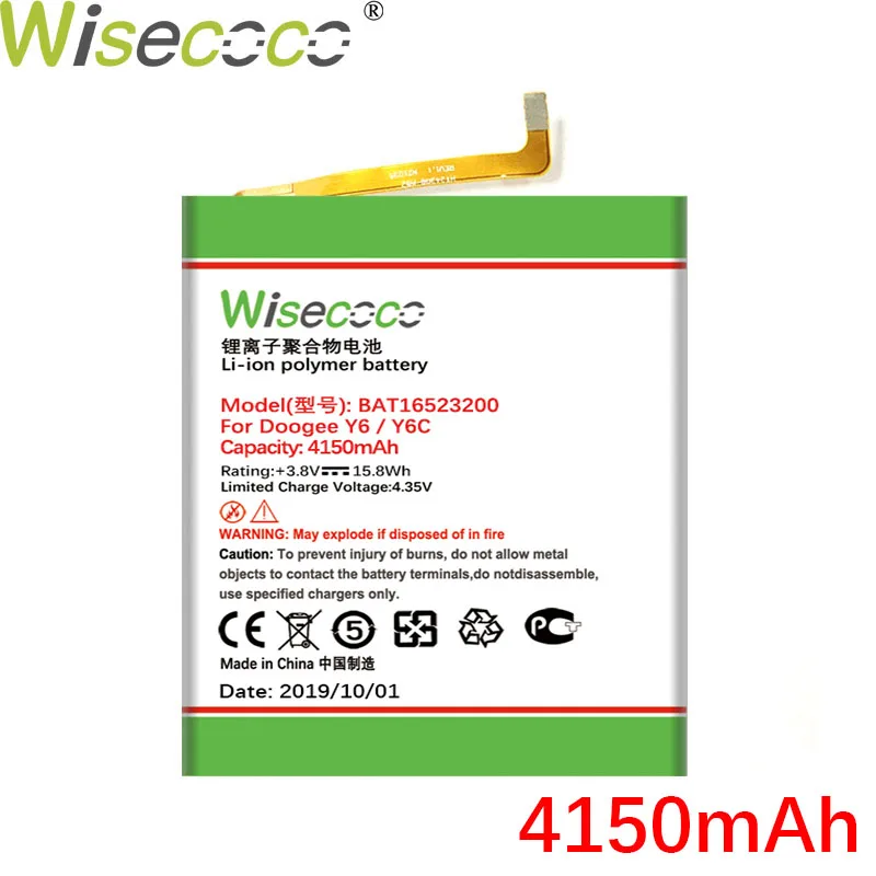 

Wisecoco 2PCSBAT16523200 4150mAh Built-in Battery For Doogee Y6 Y6C MTK6750 Octa Core Phone Battery Replace + Tracking Number