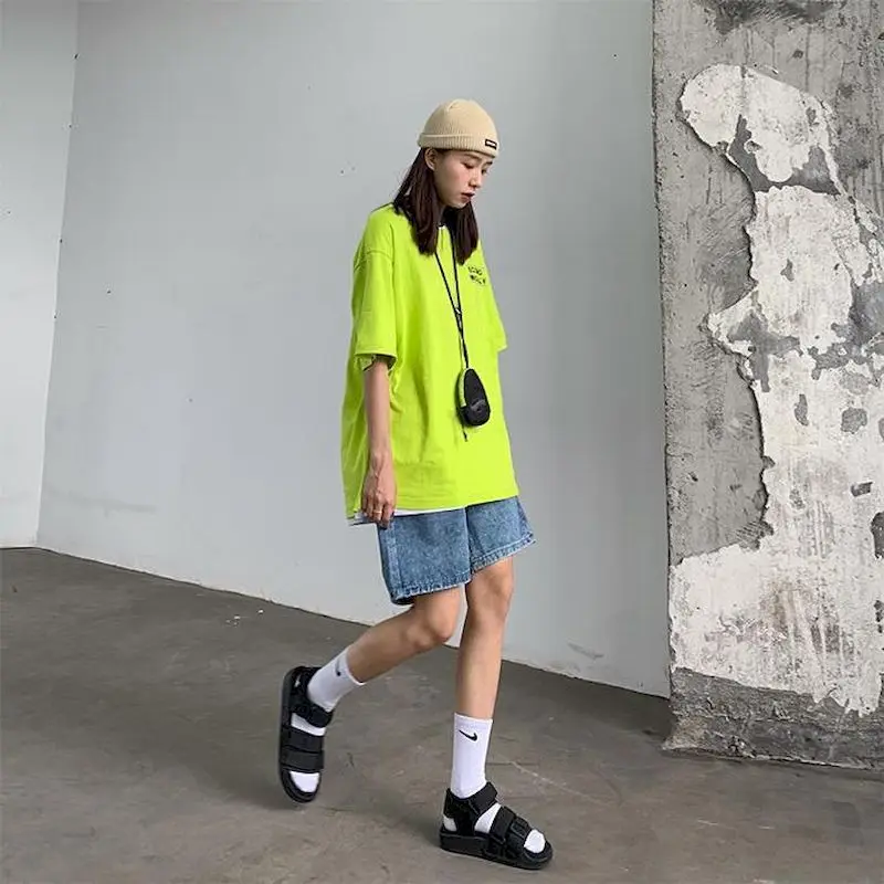 

Women's Short-sleeved T-shirt Loose 2021 Summer New Korean Print Graphic T Shirts Chinese Fashion Harajuku Green Tops For Women