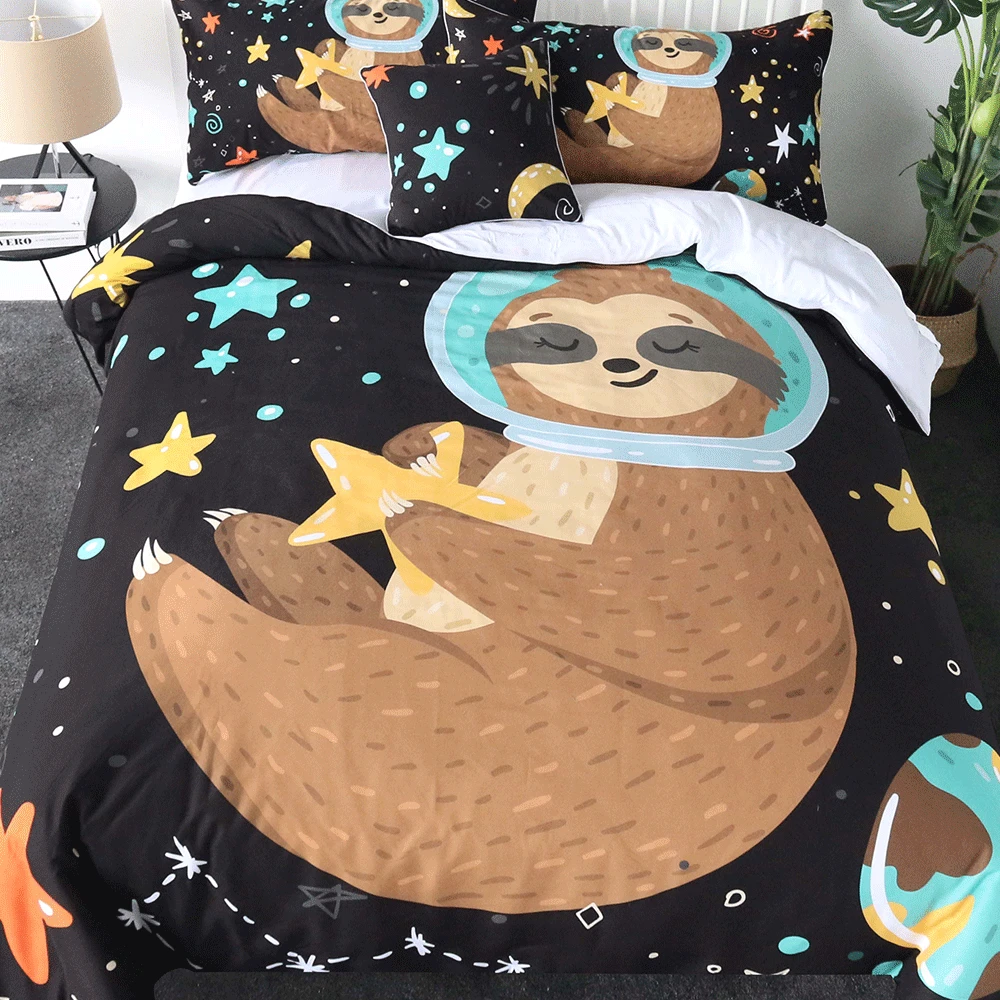 BeddingOutlet маска ленивого Постельное белье с героями мультфильмов, одеяло с изображением животных крышка Планета Звезда домашний текстиль 3/4 шт. Вселенной космоса Kids Комплект постельного белья