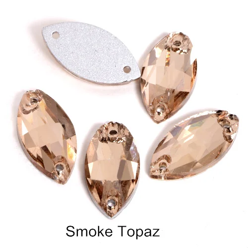 Smoke Topaz 5 размеров красочные Наветт стеклянные стразы шьют на Стразы желтый плоский с оборота конский глаз формы пришивные стразы для одежды B0161 - Цвет: Smoke Topaz