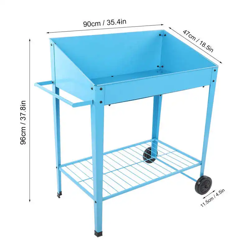 

Garden Raised Planter Box Vegetable Iron Multifunctional Planting Bed Movable Flower Rack Nursery Pots for Courtyard