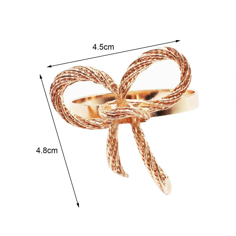 

6Pcs Napkin Buckle Durable Hollow Out Alloy Rose Gold Color Bow Tie Napkin Ring for Banquet Bow tie napkin ring