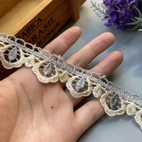 2 yards gray 3 cm flower lace ribbon trim for sofa cover curtain trimmings embroidery applique chocolate high quality hot