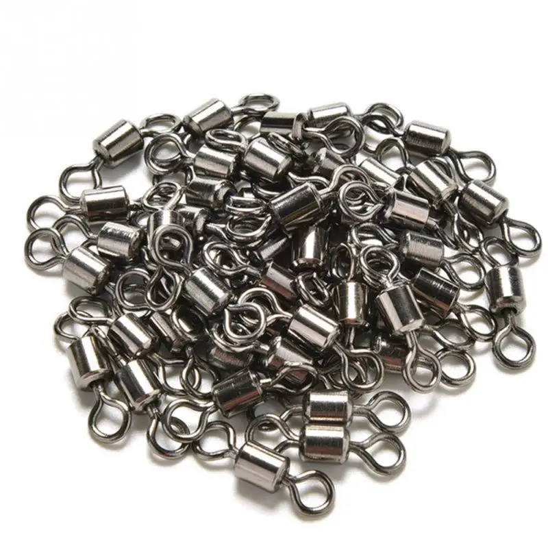 

100PCS Fishing Barrel Bearing Rolling Swivel Solid Ring Lures Connector 3 Sizes' Fishing Tackle Accessories Fish Tool